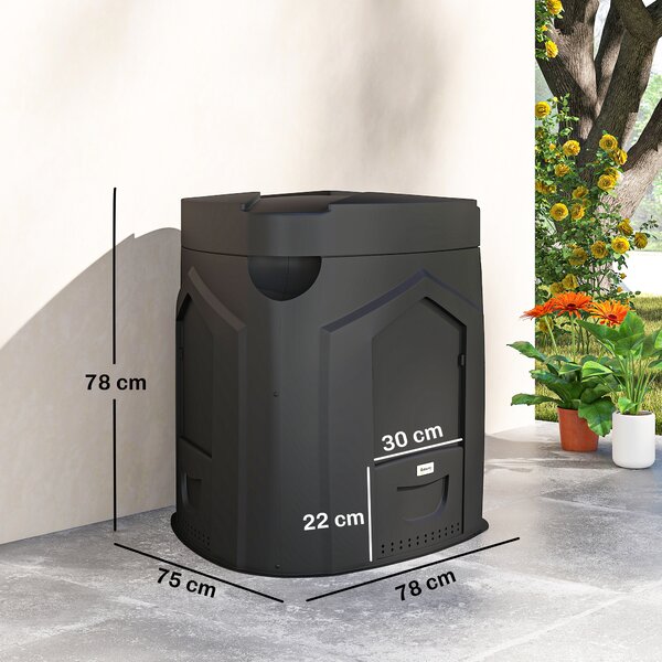 Outsunny Compostiera da Giardino Compostiera Domestica Girevole, 78x75x78 cm, Nero | Aosom Italy