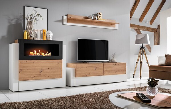 Mobile da soggiorno bianco di design Comò con caminetto Arredamento Mobili da soggiorno