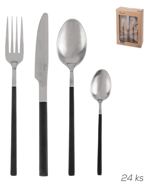 Posate nere/argentate in acciaio inox 24 pz Skandi – Orion