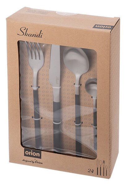 Posate nere/argentate in acciaio inox 24 pz Skandi – Orion