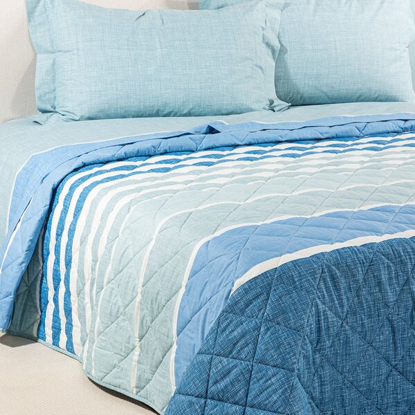 Copriletto Primaverile SINGOLO River BLU Cotone Caleffi