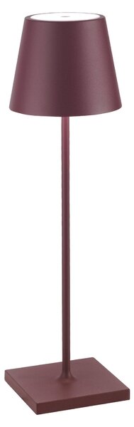 Zafferano Lampada a led da tavolo Poldina Pro Bordeaux ricaricabile e dimmerabile con batteria fino a 12 ore. Da uso esterno IP65
