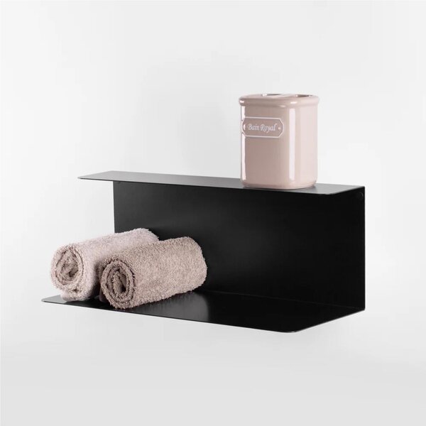 Mensola in metallo da Muro Forty Minimal Dimensioni 40x16,3x h 15,5 cm Portata massima 17.8 kg in acciaio verniciato nero RAL 9005