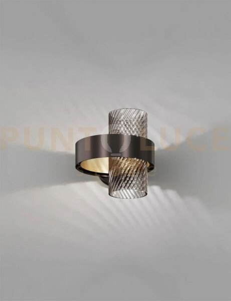 Armonia applique a parete 25 fume' rigato nickel nero satinato_oro 