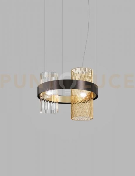Armonia sospensione 50 cristallo ambra nickel nero satinato oro sat
