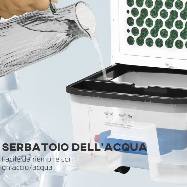HOMCOM Raffrescatore Evaporativo 4 in 1, Ventilatore, Umidificatore con Ghiaccio e Deumidificatore, e Telecomando, Timer 8 Ore, 60W, Nero | Aosom Italy