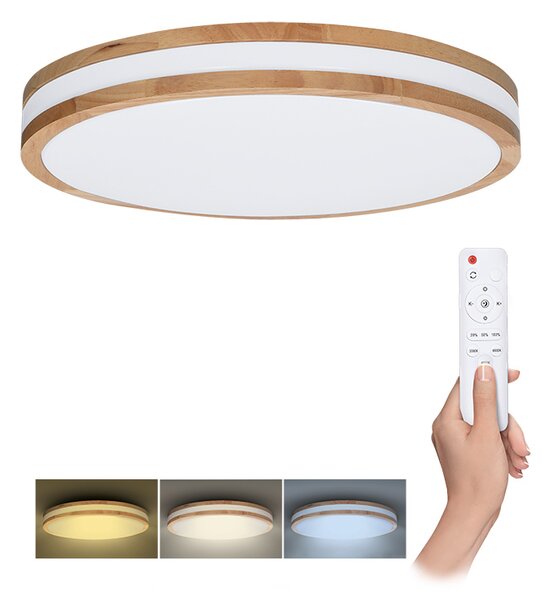 Plafoniera LED Solight WO8008 Woody 60 W 4200 lm 3000-6000 K rovere con telecomando