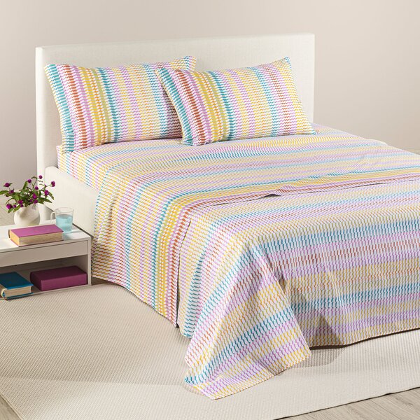 Completo Lenzuola SINGOLO Astrid MULTICOLOR Cotone Caleffi