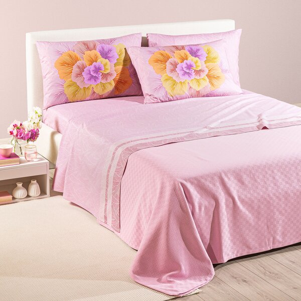 Completo Lenzuola SINGOLO Madreperla ROSA Cotone Caleffi