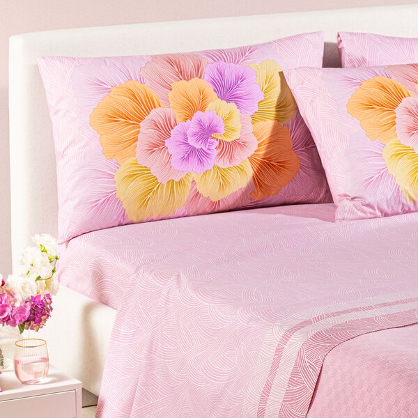 Completo Lenzuola SINGOLO Madreperla ROSA Cotone Caleffi