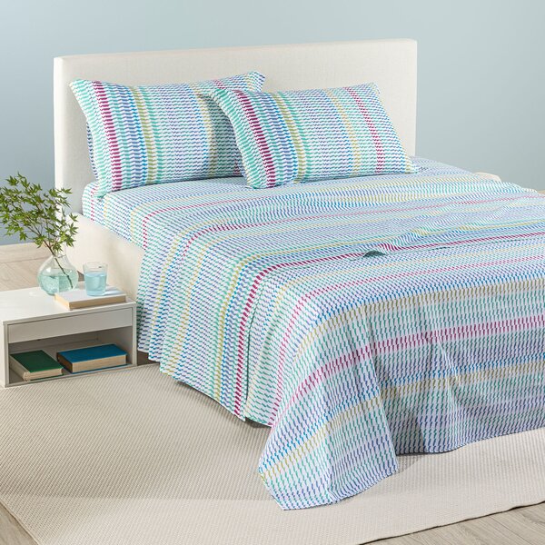Completo Lenzuola SINGOLO Astrid AZZURRO Cotone Caleffi