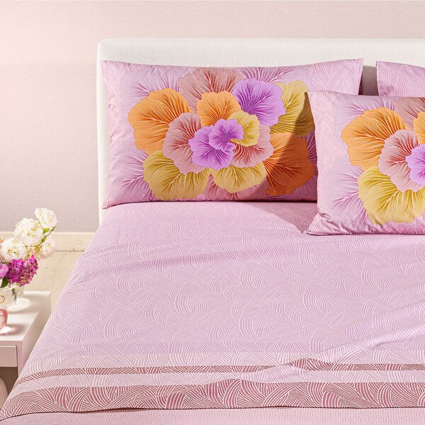 Completo Lenzuola SINGOLO Madreperla ROSA Cotone Caleffi