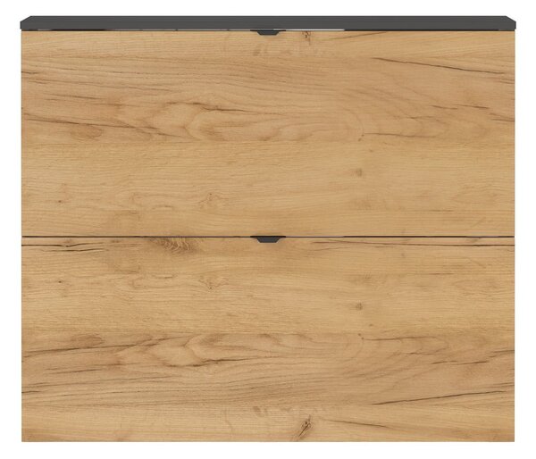 Scarpiera color antracite/di colore naturale con effetto rovere con ante ribaltabili/da parete 100x85x19 cm Renell – Germania