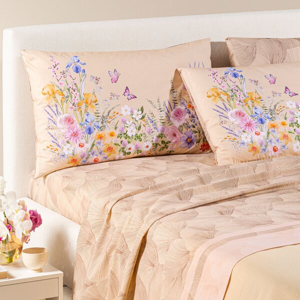 Completo Lenzuola SINGOLO Yasmine NATURALE Cotone Caleffi