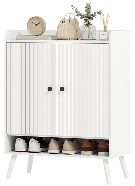 HOMCOM Scarpiera Ingresso con Ripiani Regolabili Compartimento Aperto per 15 Paia di Scarpe 75x35x97 cm Bianco | Aosom Italy