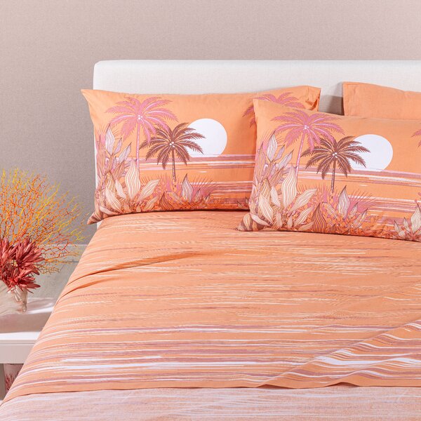 Completo Lenzuola SINGOLO Palm Spring CARAMEL Cotone Caleffi