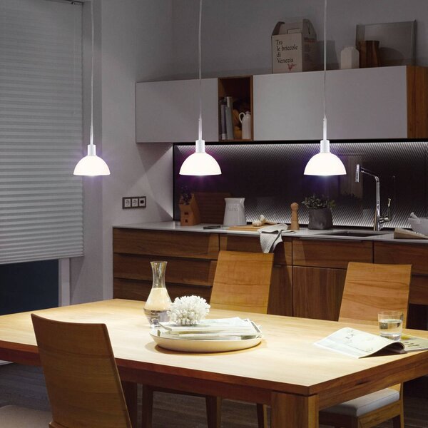 Paulmann Lampada a sospensione URail Sarrasani, bianco segnale, metallo dimmerabile, Bianco / Opale, Soggiorno / Sala da pranzo, Vetro, Moderno