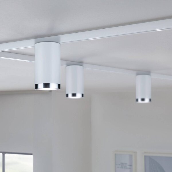 Paulmann URail Faretto su binario Tube, bianco segnale, metallo, GU10 dimmerabile, Bianco / Opale, Soggiorno / Sala da pranzo, Metallo, Moderno