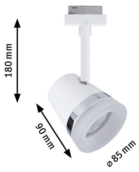 Paulmann URail Faretto su binario Cone, bianco segnale, metallo, GU10 dimmerabile, Bianco / Opale, Soggiorno / Sala da pranzo, Plastica, Moderno