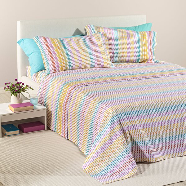 Copriletto Estivo SINGOLO Astrid MULTICOLOR Cotone Piquet Caleffi