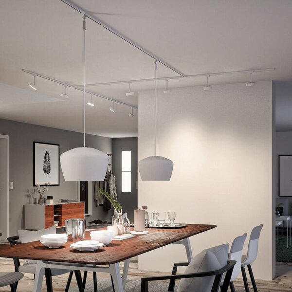 Paulmann URail faretto LED Circle dimmerabile 3.000K bianco segnaletico Circle,, Bianco / Opale, Soggiorno / Sala da pranzo, Metallo, Moderno