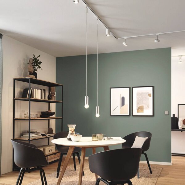 Paulmann URail Lampada a sospensione 2Easy, bianco segnale, metallo, E27 dimmerabile, Bianco / Opale, Soggiorno / Sala da pranzo, Metallo, Moderno