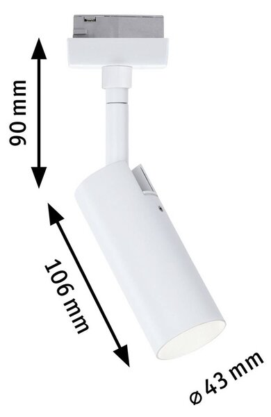Paulmann URail Tubo faretto dimmerabile, 3 livelli di intensità, 3.000K, bianco Tubo, dimmerabile, Bianco / Opale, Soggiorno / Sala da pranzo, Metallo, Moderno