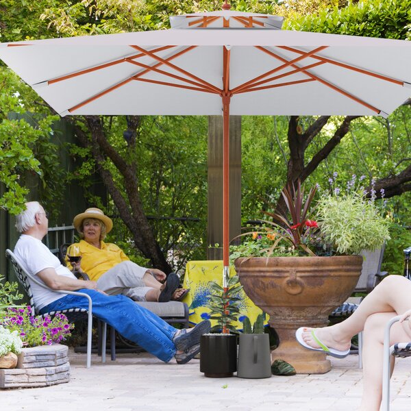 Outsunny Ombrellone da Giardino 3x3m con 8 Stecche in Bambù e Copertura Parasole a 2 Livelli, Grigio