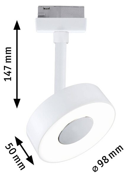 Paulmann URail LED faretto Circle, dimmerabile, 4.000K, bianco brillante dimmerabile, Bianco / Opale, Soggiorno / Sala da pranzo, Metallo, Moderno
