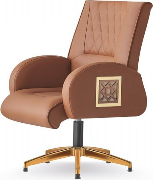 Sedia da ufficio marrone in acciaio inox moderna in pelle ufficio studio 1 posto oro