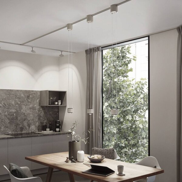 Paulmann Lampada LED a sospensione URail Aldan, bianco segnale, 3.000K dimmerabile, Bianco / Opale, Soggiorno / Sala da pranzo, Metallo, Moderno