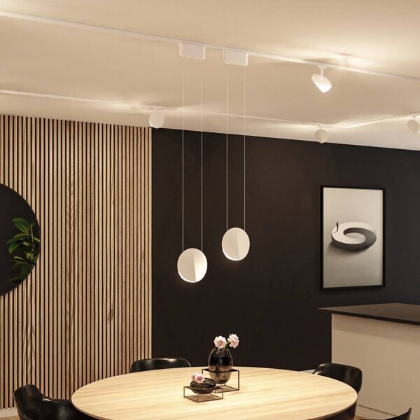 Paulmann URail Lampada a sospensione LED Alejandro, bianco segnale, 3000K, dimmerabile, Bianco / Opale, Soggiorno / Sala da pranzo, Plastica, Moderno