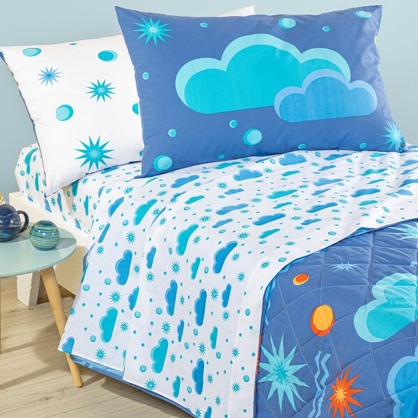 Completo Lenzuola SINGOLO Magica Notte BLU Cotone Caleffi