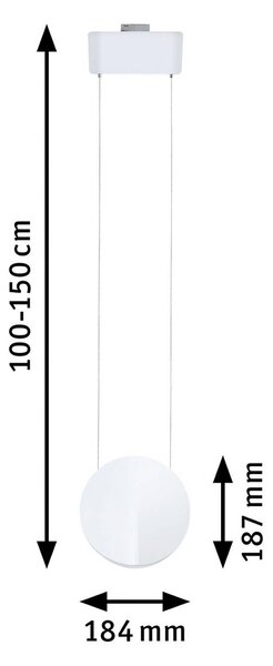 Paulmann URail Lampada a sospensione LED Alejandro, bianco segnale, 3000K, dimmerabile, Bianco / Opale, Soggiorno / Sala da pranzo, Plastica, Moderno