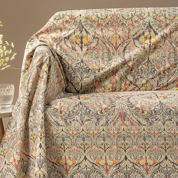 Telo Arredo Copridivano Grandecor SINGOLO Virgin AMBRA Cotone Caleffi
