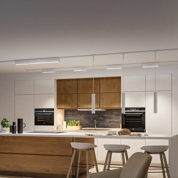 Paulmann Barra LED URail Zelos, 3000K, bianco segnale, dimmerabile, Bianco / Opale, Soggiorno / Sala da pranzo, Alluminio, Moderno