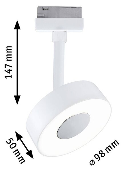 Paulmann URail LED faretto Circle, 3stepdim, 4.000K, bianco segnaletico dimmerabile, Bianco / Opale, Soggiorno / Sala da pranzo, Metallo, Moderno