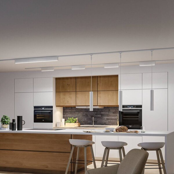 Paulmann Barra LED URail Zelos, 4000K, bianco segnale, dimmerabile, Bianco / Opale, Soggiorno / Sala da pranzo, Alluminio, Moderno