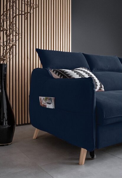 Divano letto angolare in velluto blu scuro (angolo destro) Sweet Harmony - Miuform