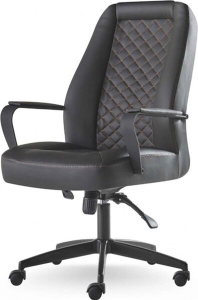 Sedia direzionale Sedia da ufficio studio nera con rotelle Moderna pelle legno