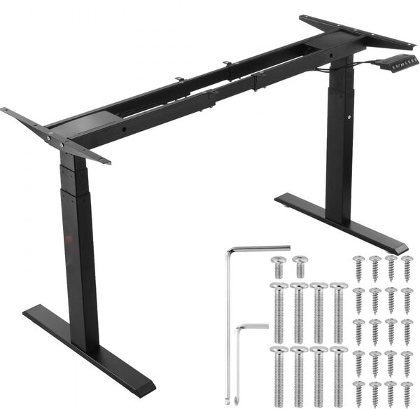 **Telaio per scrivania - Doppio motore regolabile in altezza 65-129 cm - Lunghezza regolabile 110-178 cm - Telaio elettrico per scrivania - Base ergonomica - 3 posizioni - Solo in nero**