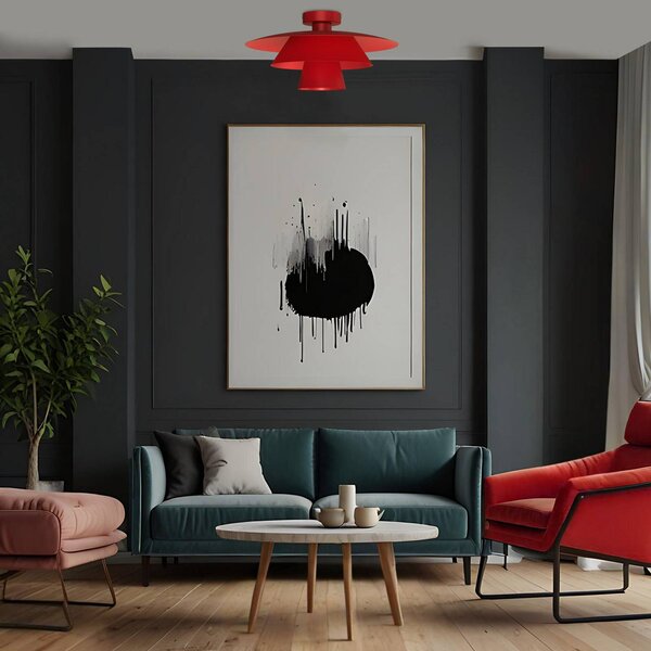 Plafoniera soffitto Plato Luminex, dimmerabile, Rosso, Soggiorno / Sala da pranzo, Metallo, Moderno, Plafoniera