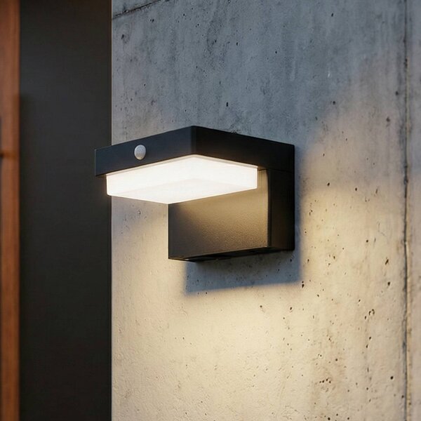 Lampada da parete solare a LED Eleazar di Lindby, nera, sensore, dimmerabile Lindby, Nero, Alluminio, Moderno, Lampada solare da esterni