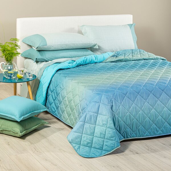 Copriletto Primaverile SINGOLO Larry BLUETTE Microfibra Caleffi