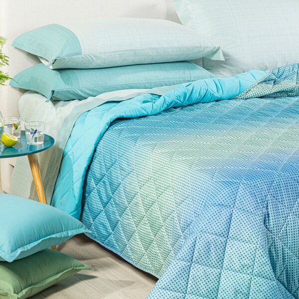 Copriletto Primaverile SINGOLO Larry BLUETTE Microfibra Caleffi