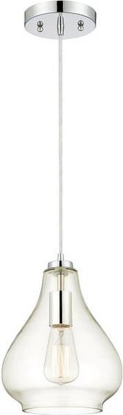 Lampada a sospensione cromata / vetro trasparente per 1 fonte luminosa