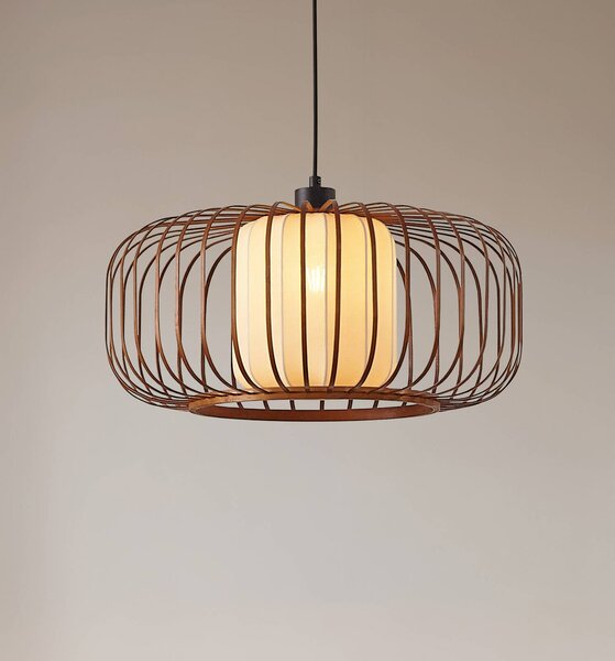 Lampada a sospensione Davella Lindby, dimmerabile, Legno scuro, Soggiorno / Sala da pranzo, bambù, Scandinavo, Lampada a sospensione