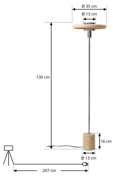 Lampada da terra Branford Lindby, Crema / Ambra, Soggiorno / Sala da pranzo, Metallo, Vintage, Lampada da terra