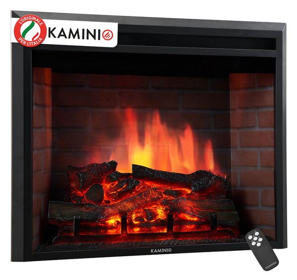 KAMINIO Camino elettrico LUCA - Camino elettrico a incasso con riscaldamento, effetto fiamma 3D, 12 colori di fiamma, telecomando - 23 pollici