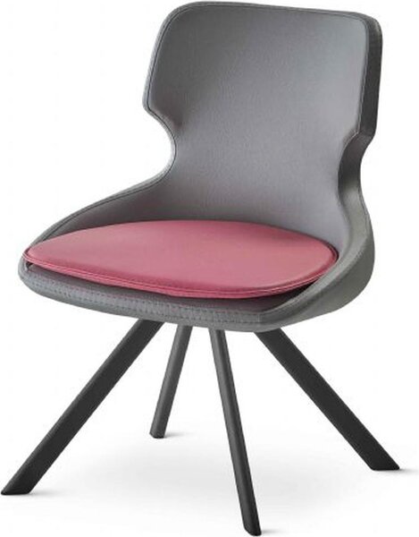 Sedia ufficio nero studio Bordeaux pelle acciaio inox 1 posto ufficio